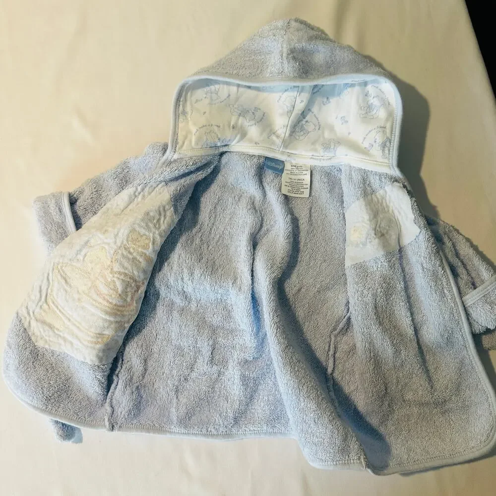 Disney Winnie The Pooh Bear Rub A Dub Terry Cloth Hooded Bat Robe One Size